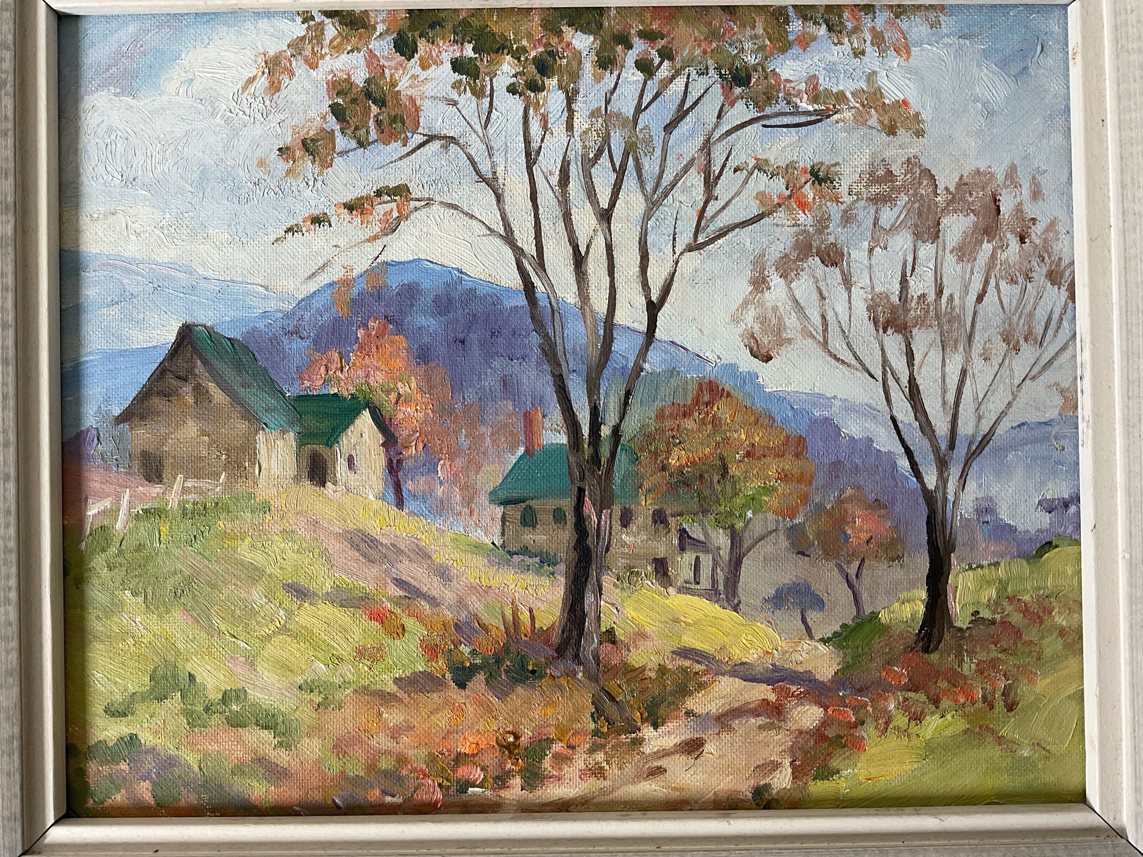 Artwork by Florence Prince Ewing, Oil on Board Landscape Paintings in Wooden Frames, Made of Oil on board