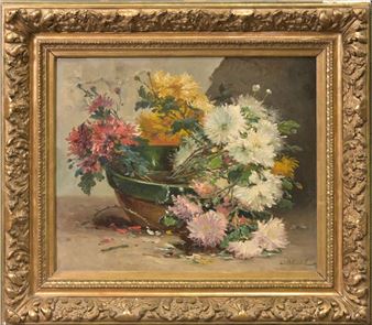 Basket of dahlias - Léonie Blondel