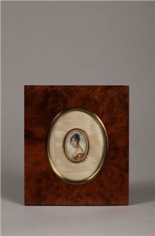 Three-quarter bust portrait of Empress Josephine (?) Oval miniature - Daniel Saint