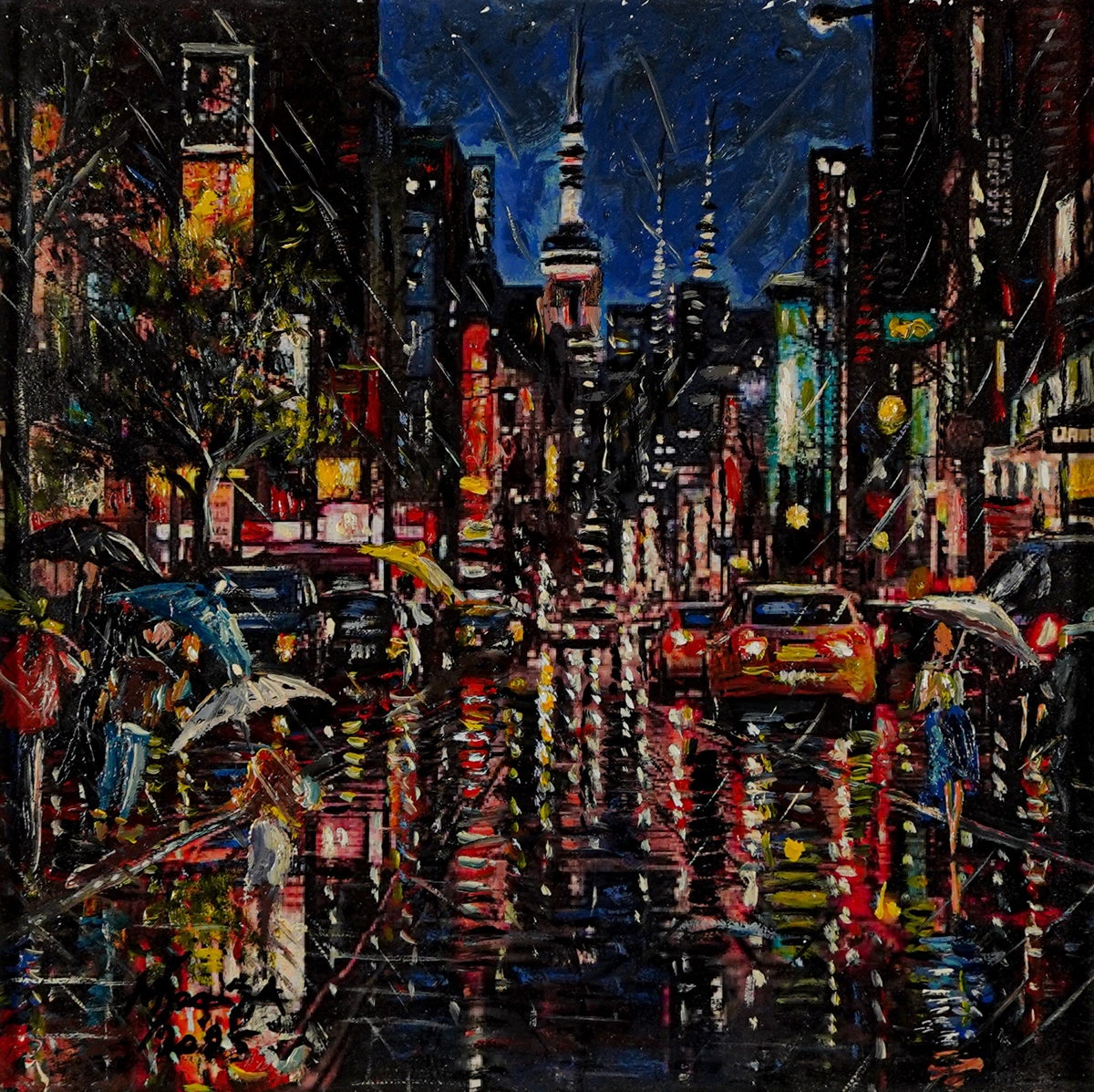 Artwork by Marcos Henrique de Sousa, Cidade de Nova Iorque, Made of óleo sobre cartão