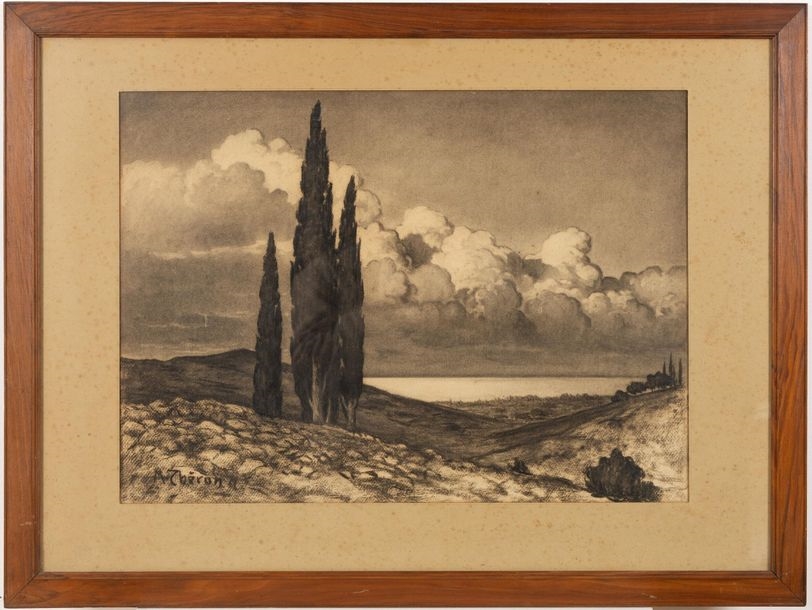 Artwork by Max Jules Théron, Max Jules THERON (1873-1936, Made of charcoal