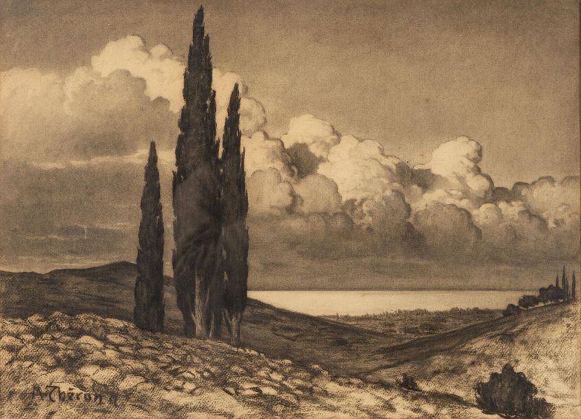 Artwork by Max Jules Théron, Max Jules THERON (1873-1936, Made of charcoal