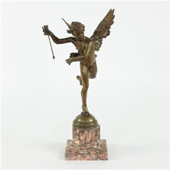 Adolphe ITASSE (1830-1893), bronzen cherubijn op marmeren sokkel, getekend - Adolphe Itasse