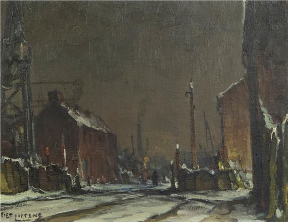 Houses in the snow by Piet Lippens