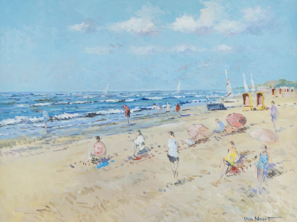 Artwork by Arie C. Van Noort, Animated beach view, Made of oil on panel