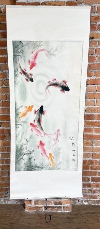 WU Zheng | Wu Zeng Chinese Koi Fish Scroll Painting | MutualArt
