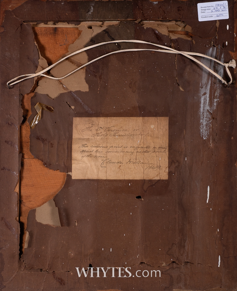 Artwork by Claude Mellan, Title : THE SAINT VERONICA OR THE HOLY HANDKERCHIEF, Made of engraving