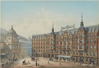 The old Alexanderplatz railway station and Hotel Germania in Berlin - Hermann Krämer
