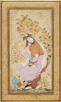 A painting of an elegant lady - Iranian School, 17th Century