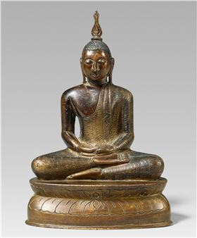 A Singhalese bronze figure of Buddha - Sri Lankan School, 19th Century