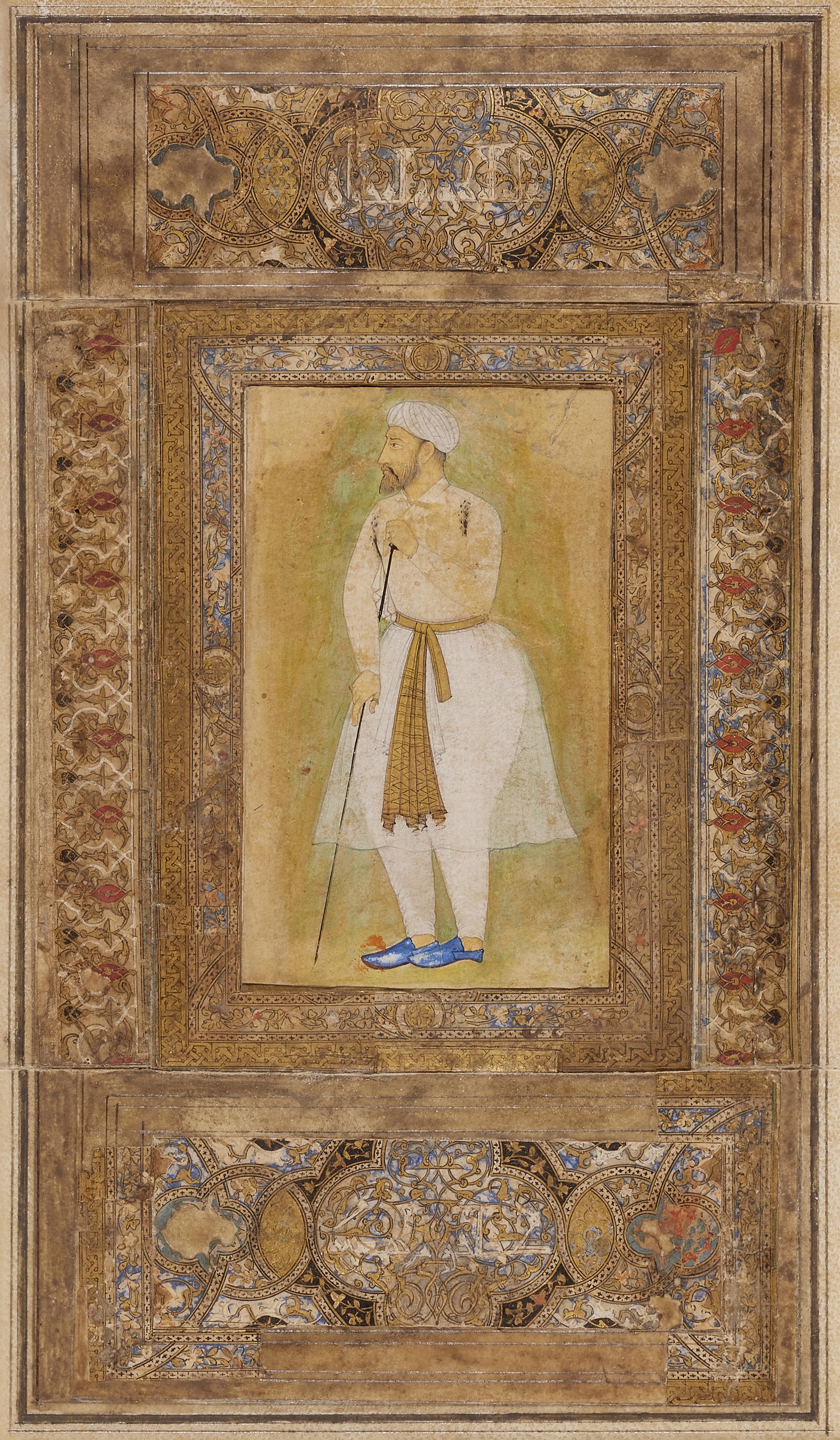 Artwork by Indian School, 18th Century, A painting of a raja, Made of Opaque pigments and gold on paper