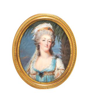 Oval miniature, depicting Queen Marie-Antoinette - Jean-Baptiste-Jacques Augustin