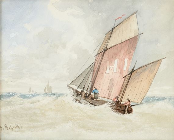 Segelschiff auf bewegter See - Johannes Bohrdt
