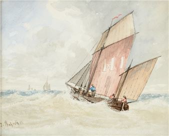Segelschiff auf bewegter See - Johannes Bohrdt