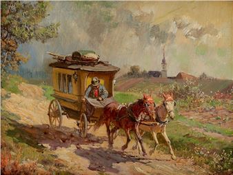 Postkutsche in Sommerlandschaft - Fritz van der Venne