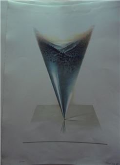 Alfred Bast(1948) &quot;Composition with landscape&quot;, color lithograph, signed, numbered 32/300, dated 88, ca - Alfred Bast