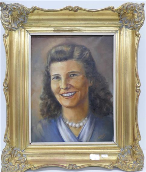 Portrait of a lady, oil on canvas, signed Werner, dated 1949, ca by Theodor Werner, dated 1949