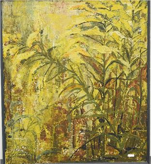 Hildegard Hildebrandt, Plant thicket, oil on wood, ca - Hildegard Hildebrandt