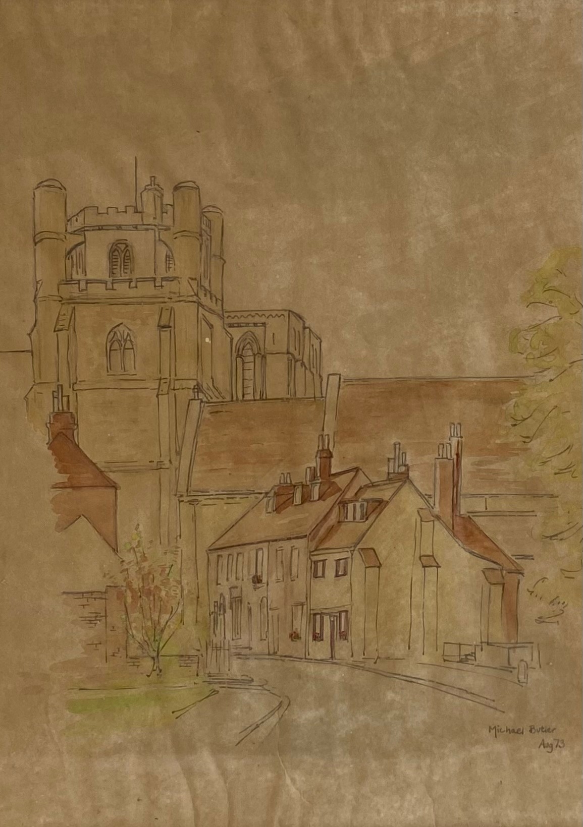 Michael Butler | A pencil and watercolour study of a village church ...