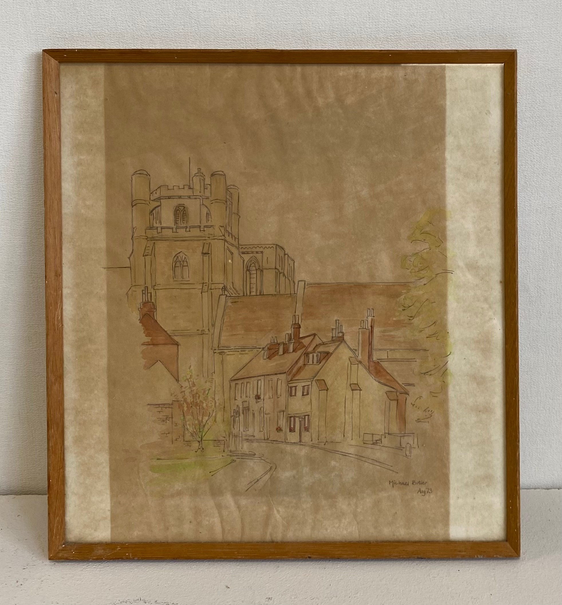 Michael Butler | A pencil and watercolour study of a village church ...