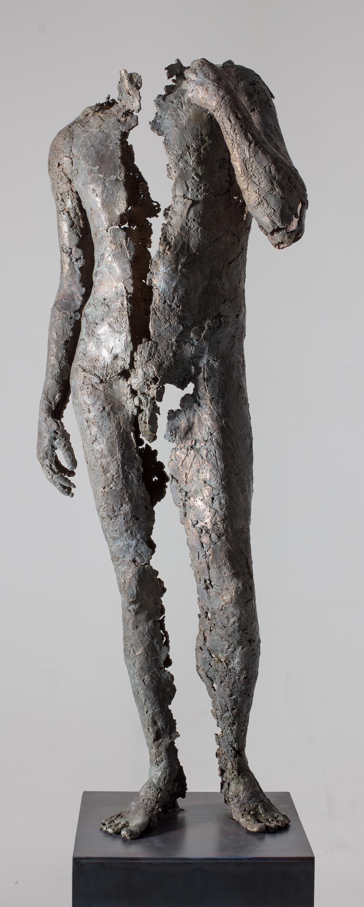 Artwork by Adam Arabski, Untitled, z cyklu "Skorupy pamięci", Made of Patinated bronze (cast using the lost wax technique), steel pedestal