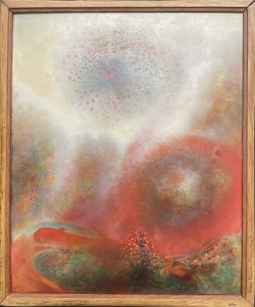 Artwork by Jacques Moreau, Change in the heart, and the heart in the soup!!!! So one world dies another is born. Fire turns, air burns, Made of Mixed media, oil and tempera on isorel