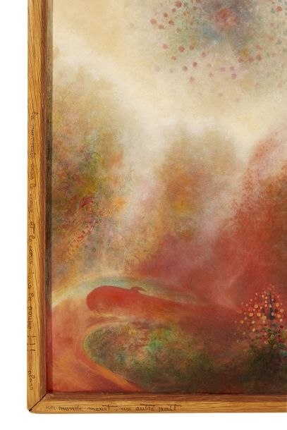 Artwork by Jacques Moreau, Change in the heart, and the heart in the soup!!!! So one world dies another is born. Fire turns, air burns, Made of Mixed media, oil and tempera on isorel