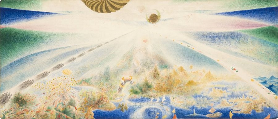 Artwork by Jacques Moreau, Aller et retour, Made of Gold leaf and oil on panel