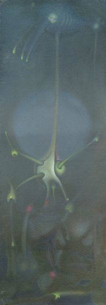 Artwork by Mauro Mejíaz, Surrealist composition, Made of Oil on panel