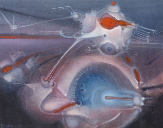 Surrealist composition by Mauro Mejíaz, circa 1970