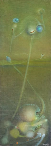 Artwork by Mauro Mejíaz, Surrealist composition, Made of Oil on panel