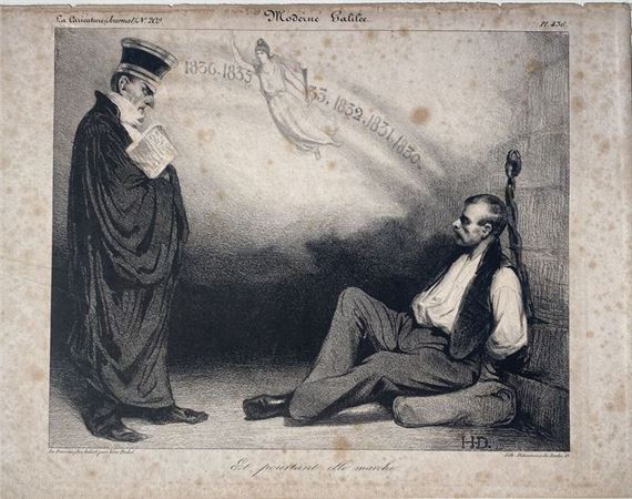Et pourtant elle marche by Honoré Daumier, 1834