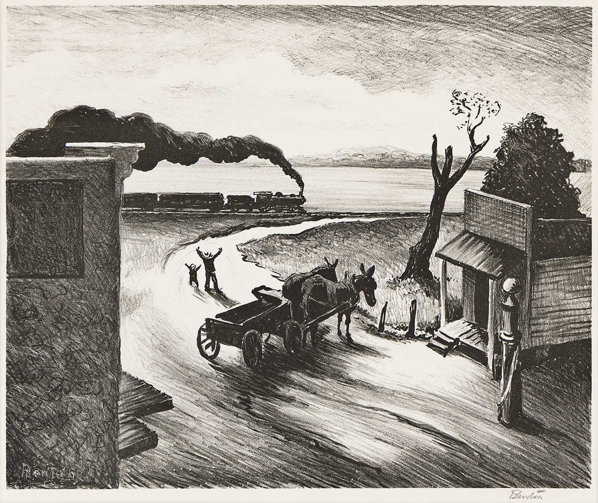 Artwork by Thomas Hart Benton‏, Edge of Town, Made of Lithograph