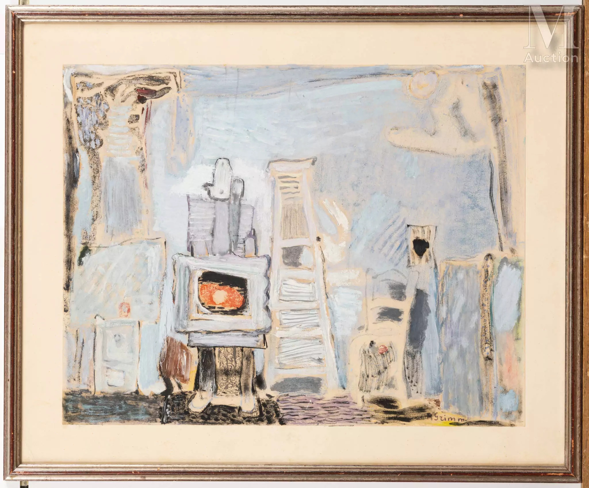 Artwork by Pierre Grimm, L’atelier du peintre, Made of Mixed media on paper