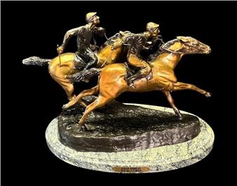 D. COKER "FAST FINISH" BRONZE SCULPTURE - D. Coker