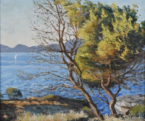 Artwork by Nicolás Forteza, 'Pinos en la orilla', Made of Oil on hardboard