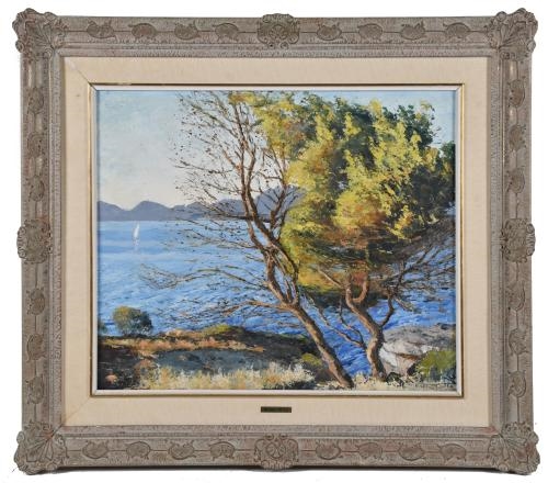 Artwork by Nicolás Forteza, 'Pinos en la orilla', Made of Oil on hardboard