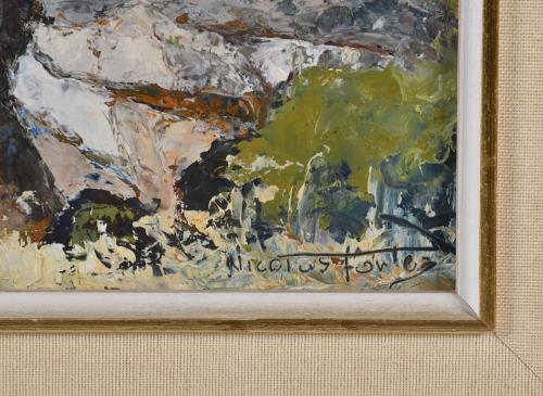 Artwork by Nicolás Forteza, 'Pinos en la orilla', Made of Oil on hardboard