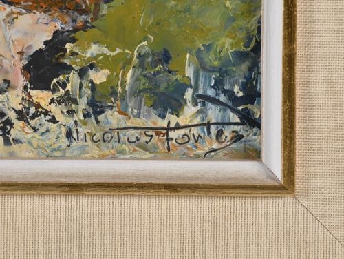 Artwork by Nicolás Forteza, 'Pinos en la orilla', Made of Oil on hardboard