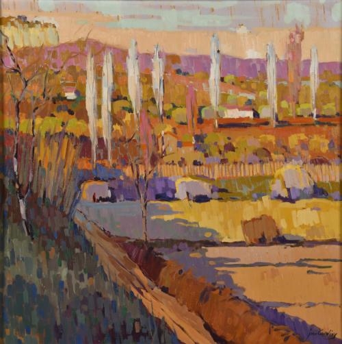 Artwork by Nicolás Forteza, 'Pinos en la orilla', Made of Oil on hardboard