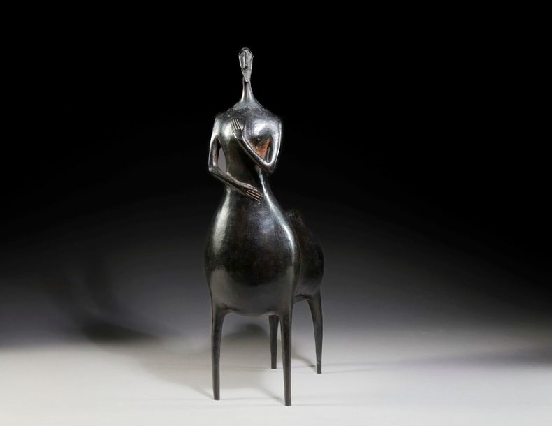 Artwork by François Raty, Centaur, Made of black patina bronze sculpture
