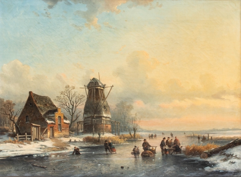 Artwork by Louis Smets, Patineurs, Made of oil on canvas