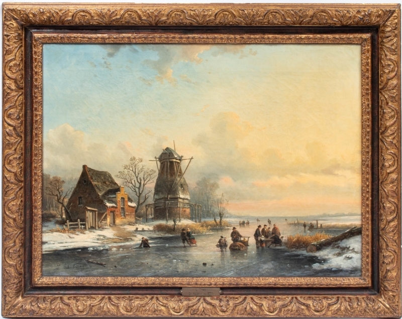 Artwork by Louis Smets, Patineurs, Made of oil on canvas