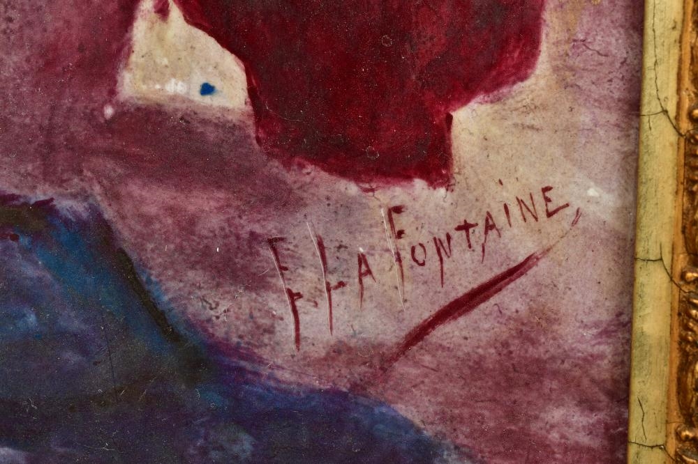 Artwork by E. La Fontaine, French Hand-Painted Porcelain Plaque of a Woman, Made of Porcelain