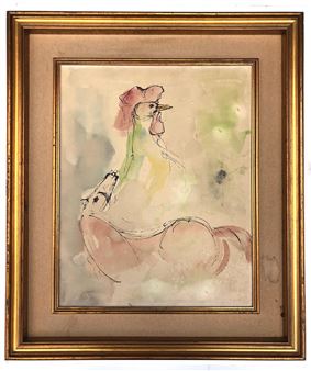 BRUNO CASSINARI ,CAVALLO E GALLETTO, TECNICA MISTA, tecnica mista su tela, cm 40 x 50 - Bruno Cassinari