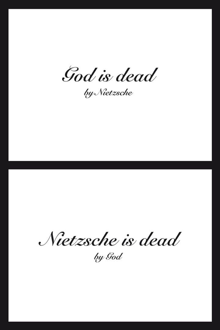 Artwork by Mounir Fatmi, Go is dead by Nietzsche - Nietzsche is dead by God, Made of Print