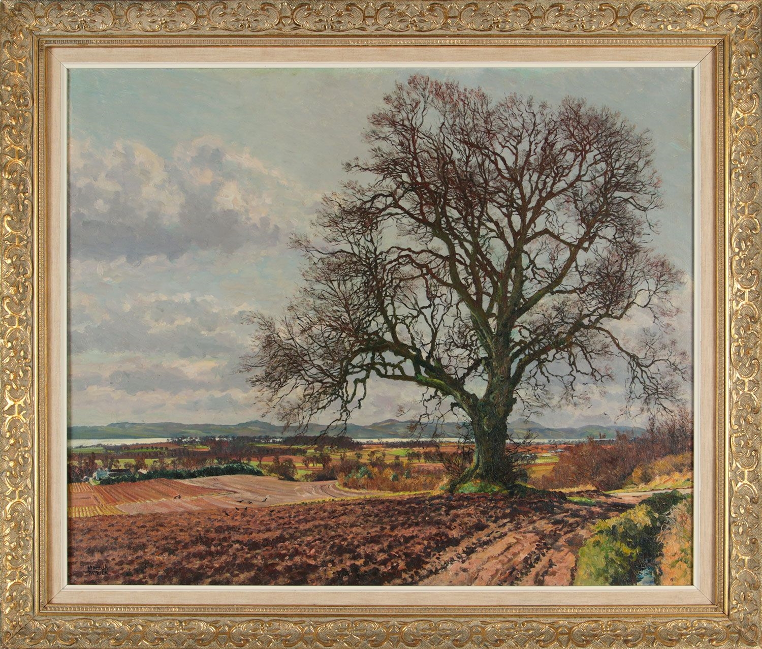 Artwork by James McIntosh Patrick‏, THE ELM TREE LOOKING OVER PERTHSHIRE, Made of OIL ON CANVAS
