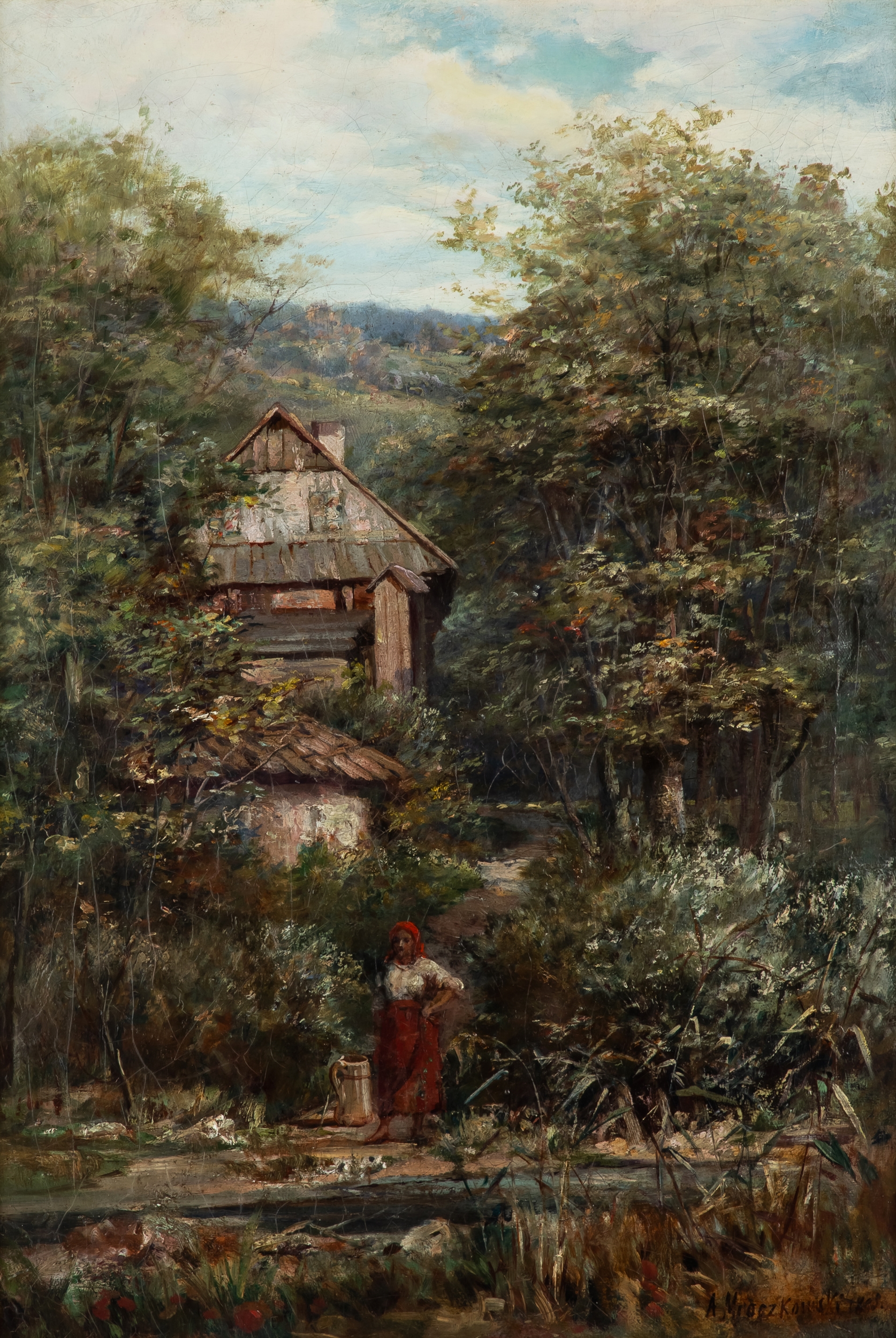 Artwork by Alexander Mroczkowski, Dziewczyna nad wodą, 1898 r, Made of olej, płótno