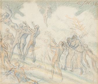 1865 Bublitz - 1920 Leipzig Konvolut - Meerjungfrauen - Farbstifte/Papier - Max Seliger