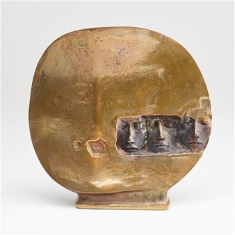 1935 Tongeren - Drei Köpfe in der Wand - Bronze - Raf Verjans